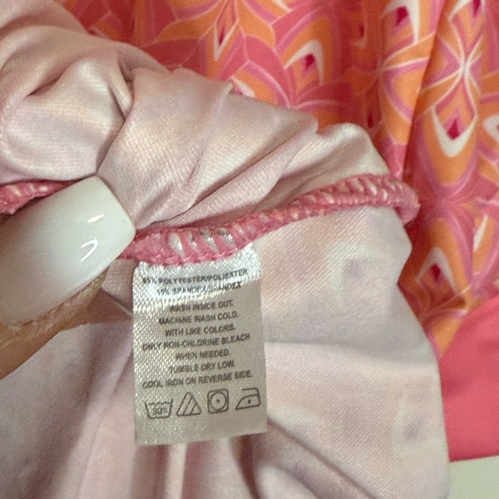 Cabana Life Pink Patterned Tunic Dress/swim coverup  with Solid Trim size large - Picture 6 of 14